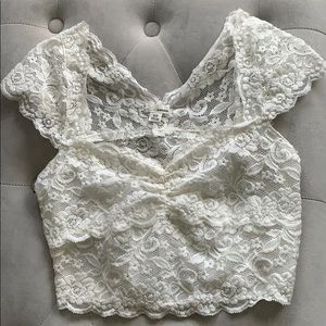White lace crop top
